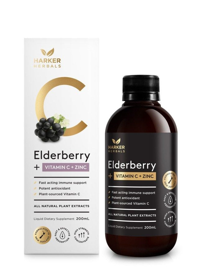 Harker Herbals Elderberry Vitamin C + Zinc 200ml